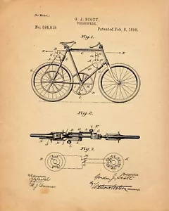 8747.Decoration Poster.Home room interior wall art print.Patent.Early Bicycle - Picture 1 of 1