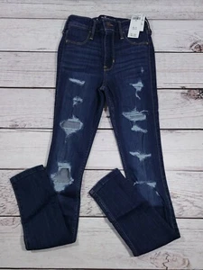 Hollister Women’s Blue Distressed Mid Rise Skinny Jeans Size 0 Reg W4 - Picture 1 of 8