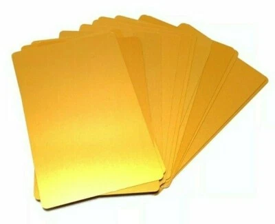100 Gold Aluminum Business Card Blanks Laser metal Sheets Engraving Anodized - Image 1 of 2