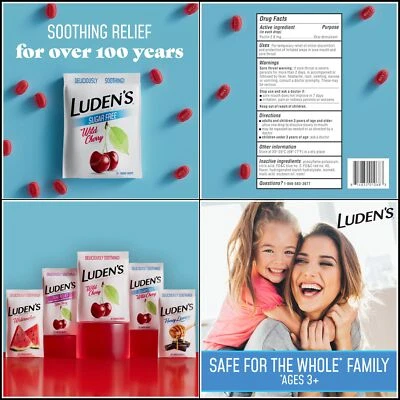 LUDEN'S Sugar-Free Wild Cherry Throat Drops - Sore Throat Relief, 75 Count - Image 1 of 4