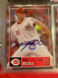 MATT BELISLE AUTOGRAPHED SIGNED CINCINNATI REDS TEAM SET CARD COA