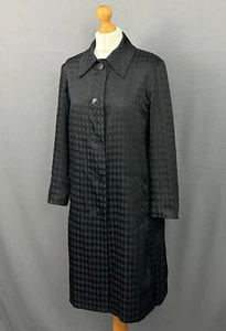 AQUASCUTUM TRENCH COAT / MAC JACKET - Black Check Pattern - Womens Size UK 6 REG - Picture 1 of 23