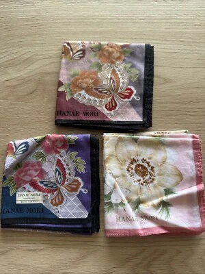 3 - Hanae Mori, хлопковые носовые платки 16 дюймов винтажные Япония - Изображение 1 из 4