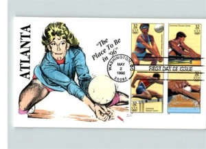 OLYMPIC Games, 1996 pic VOLLEYBALL Player, 4 diff. stamps on First Day of Issue - Picture 1 of 1