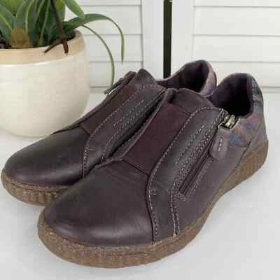 Clarks Collection Caroline Cove Marrón Cremallera Plana Fieltro Puño Comodidad Zapato Talla 8.5M Foto 1 de 4