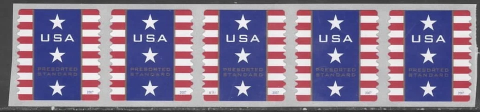 US Scott #4157 Plate number strip of 5, Plate #V111, MNH - Image 1 of 1