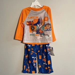 Let’s Jam Space Jam Boys long sleeve long flannels pajamas set  size 4 NEW - Picture 1 of 5