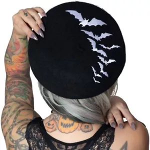 Bat Repeat White Beret Hat - Picture 1 of 4