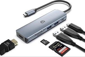 USB C Hub 6 in 1 USB C Adapter Double Monitor USB C Docking Station with 4K - Picture 1 of 5