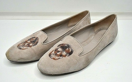 Ballerina nuda pelle scamosciata teschio paillettes Alexander McQueen taglia UK 3 EU36
