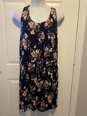 NWT Maurices Sleeveless Blue Floral Knit Dress Pockets Stretch Plus 3X Womens - Image 1 of 4