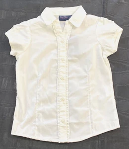girl's Nautica shirt size medium white button front short sleeve collar cotton - Picture 1 of 6