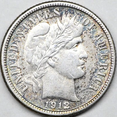 Moneda de diez centavos de barbero 1912 D Foto 1 de 2