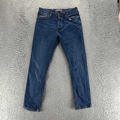 Pantalones de mezclilla French Connection para hombre 32x30 azules ajustados rectos elásticos triples cosidos Foto 1 de 4