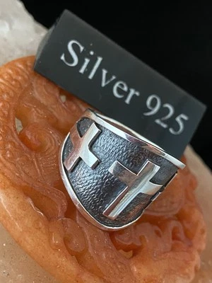 Wide Solid Silver Cross Band Ring - Image 1 of 4