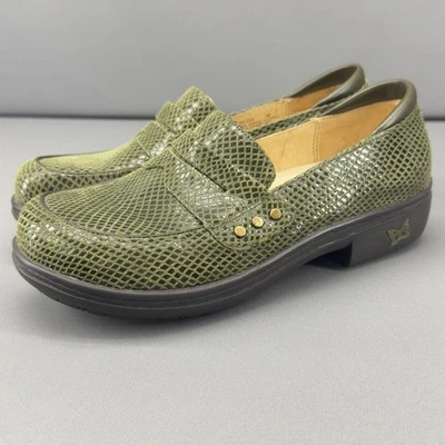 Alegria Taylor Pro 橄榄光泽蛇便士乐福鞋女式 38 美码 7.5–8 — 第 1/4 张图片