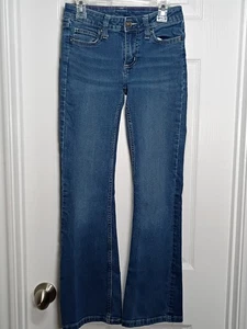 Wrangler Retro Premium Patch Dark Boot Jeans Girls 12 Slim Stretch 09MWGER 24x28 - Picture 1 of 8