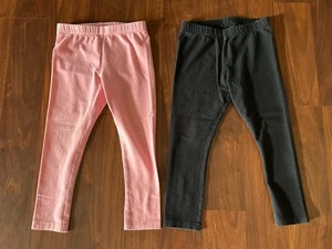 Jumping Beans Tough Cotton Leggings Lot Of 2 SZ 5T One Black One Pink - Picture 1 of 4