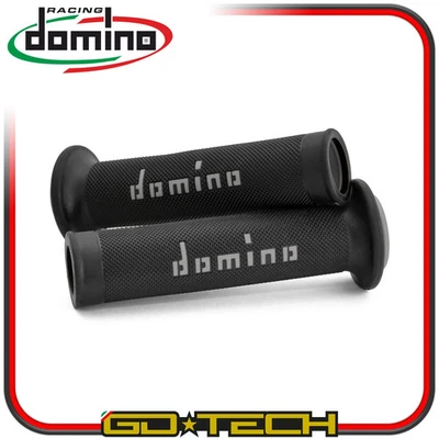MANOPOLE DOMINO A010 MOTO SCOOTER STRADALI Nero Grigio ON ROAD RACING Forate - Immagine 1 di 4