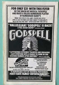 Double Sided Thin Paper Flyer " Godspell“ The Lambs Theatre 1988 Trini Alvarado - Picture 1 of 2