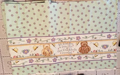 Vintage Bears Marcus Bros Dianna Marcum Butterfly Kisses  Border Fabric - Image 1 of 2