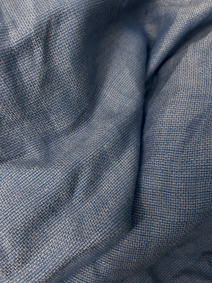 Linen Blend Woven Fabric – Blue Gray Basket Weave – Medium Weight Upholstery BTY - Image 1 of 4
