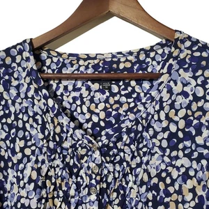 Cocomo Tunika Top Größe 1X Blau Beige Pop Over 3/4 Ärmel Plissee vorne Damen - Bild 1 von 9