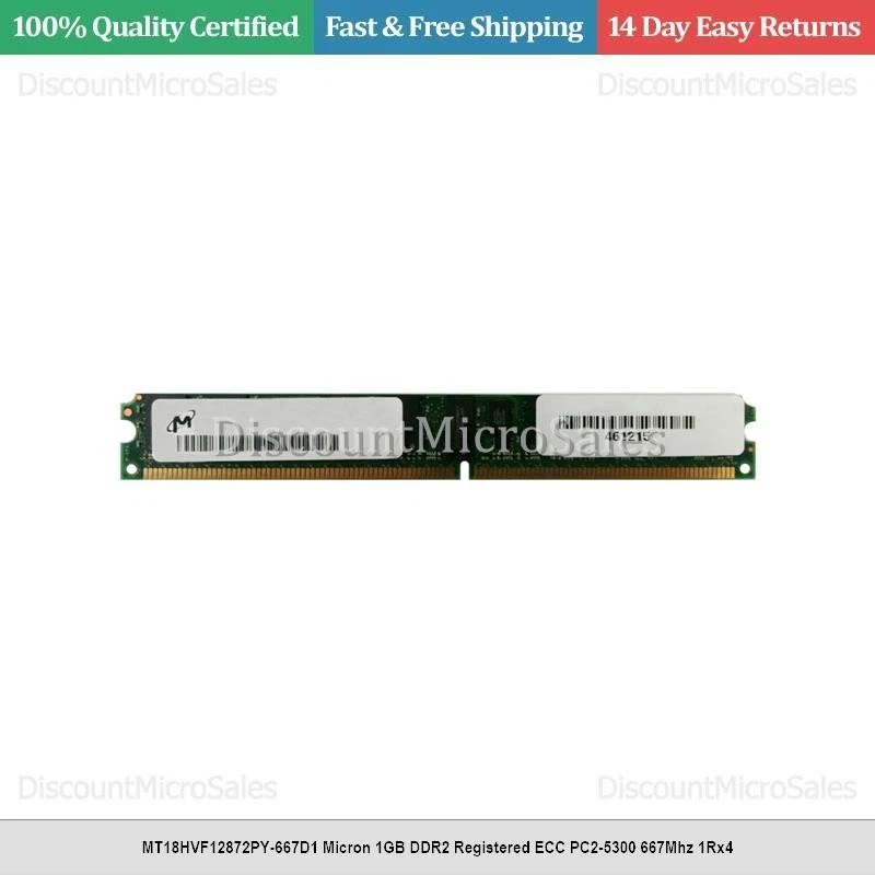 MT18HVF12872PY-667D1 Micron 1GB DDR2 Registered ECC PC2-5300 667Mhz 1Rx4 - Image 1 of 1