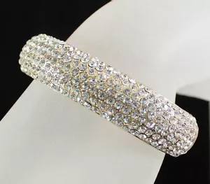 GLÄNZENDER KLARER ÖSTERREICHISCHER STRASS KRISTALL ARMREIF ARMBAND MANSCHETTE GOLDFARBEN B1558GOLD - Bild 1 von 3