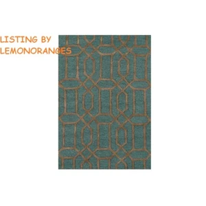 NWT** HOME DECORATOR'S CAPITAL AREA,THROW RUG 2' X 3' TEAL & TAUPE 80% WOOL - Picture 1 of 1