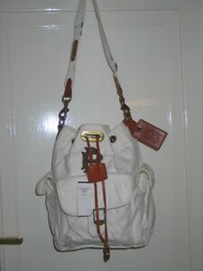Ralph Lauren White Canvas Duffle style Tote / Shoulder Bag