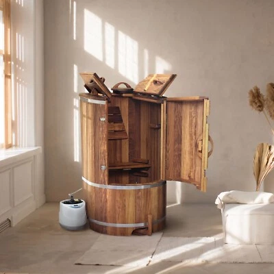 Dampfsauna für Zuhause mit 4L Dampfgenerator -Persönliche Spa Fasssauna Tragbare - Bild 1 von 4