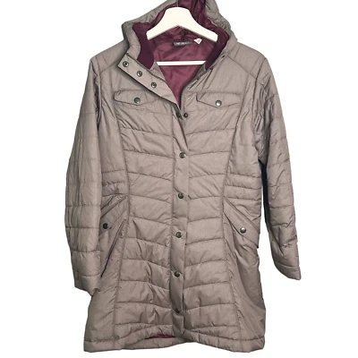 Ibex Taupe Quilted Merino Wool Fill Full Zip Hooded Jacket Women's Size Small  - Image 1 of 4
