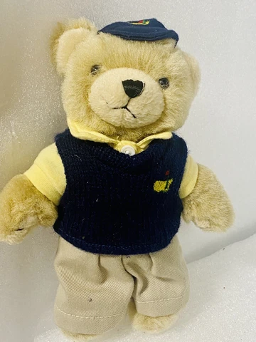 Masters Golf Teddy Bear 7" Stuffed Plush 2007 Sweater Vest Hat EUC Cover