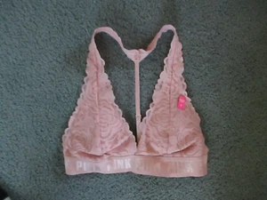 Neu mit Etikett Pink Victoria's Secret T-Back-Bralette Größe Small mauvefarben Spitze - Bild 1 von 4