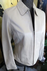 Liz Claiborne Soft Light Tan Beige Leather Zip Jacket Womens Size 6 - Picture 1 of 11