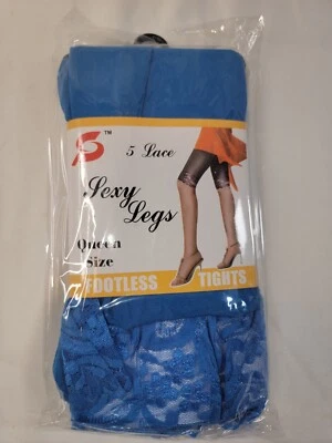 NUEVO PAR DE MEDIAS SEXY PIERNAS ENCAJE PUÑO SIN PIES SE ADAPTA A 5’2”-6’0” 165-250 LBS Foto 1 de 4