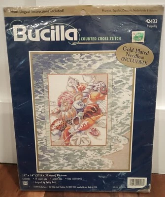Bucilla Tranquility Ocean Seashells Counted Cross Stitch Kit #42433 Sealed - Image 1 of 4