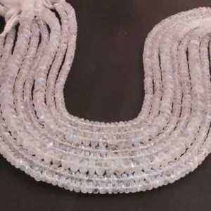 1 Strand White Rainbow Moonstone Roundle Beads ,Faceted Gemstone Rondelles bead - Picture 1 of 5
