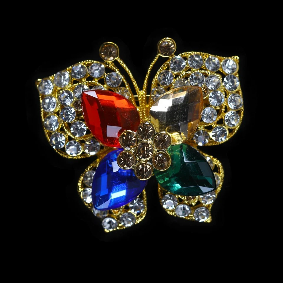 Period Costume - Jewelled Broach (style 5) Rainbow Butterfly - Image 1 of 1