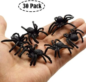 Black Spiders 30 Pack Small Size Realistic Plastic Prank Props Halloween Decor - Picture 1 of 7