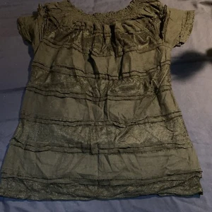 Time And Tru Black Cap Sleeve Shirt Size M (8-10) - Picture 1 of 3