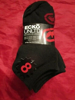 8 pares de calcetines de punto planos Ecko Unltd para niños corte bajo no show 9-2,5 negros grises blancos Foto 1 de 4