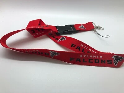 Atlanta Falcons Lanyard ID Badge Key Chain Clip Face Mask Holder Strap Saver - Image 1 of 4