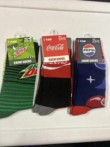 Novelty unisex soda socks pack of three men’s size 6 - 13 - Picture 1 of 1