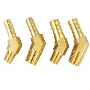BSP Male Thread 45 Degree Elbow Hose Tail End Connector Brass Fitting Air Gas - Picture 1 of 2