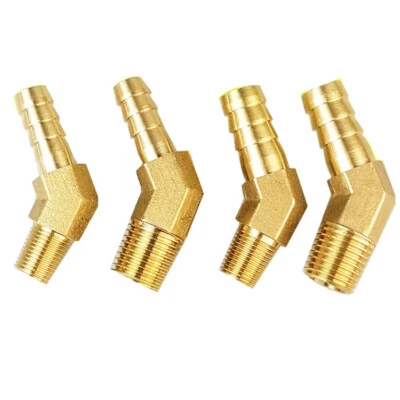 BSP Male Thread 45 Degree Elbow Hose Tail End Connector Brass Fitting Air Gas - Image 1 of 2
