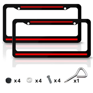 2x Metal Red Line for Nissan Altima Rogue Car License Plate Frame Tag Cover - Picture 1 of 11