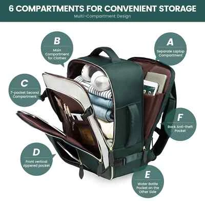 Дорожный рюкзак, 40 л рюкзак для ручной клади с 3 упаковочными кубиками, одобрен авиакомпанией - Изображение 1 из 4