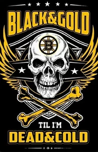 (2) Boston Bruins Black & Gold Skull Waterproof Vinyl Stickers 5x3.25 Car Decal - Picture 1 of 1